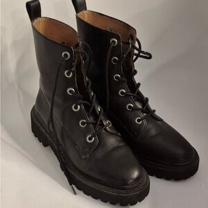 Madewell Rayna black leather boots- lace up- size 8